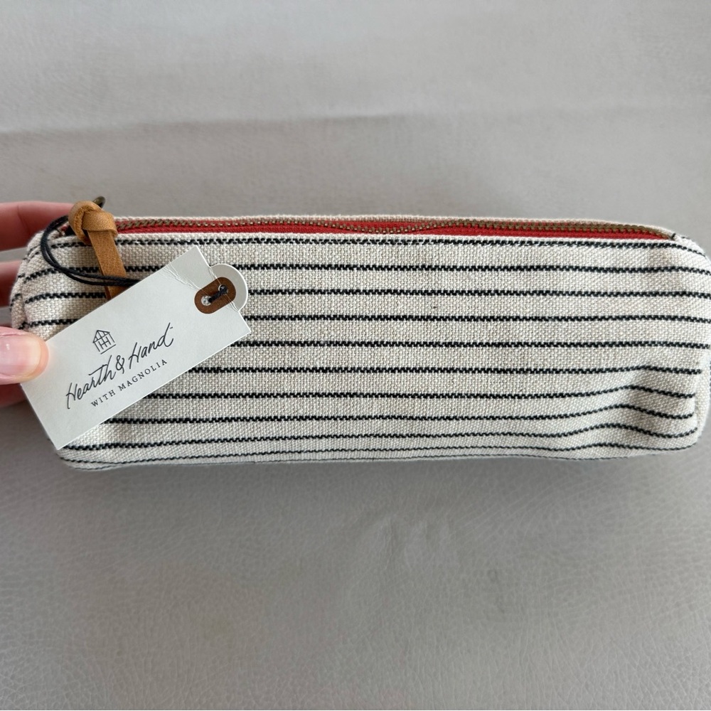 Magnolia Hearth & Hand Striped Pouch / Cosmetic Bag NWT retired
